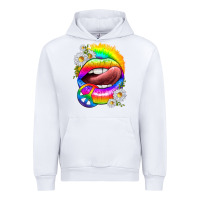 White rainbow lips with daisies Urban Hoodie - texasbilliewilder