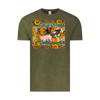 Vintage Olive Fall Coop Animals Vintage Tee - Artiststas