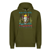 Army Green raising hell with the hippies and the cowboys Premium Hoodie - Zillion Design Studio