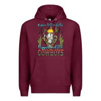 Burgundy raising hell with the hippies and the cowboys Premium Hoodie - Zillion Design Studio