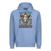 Colony Blue raising hell with the hippies and the cowboys Premium Hoodie - Zillion Design Studio