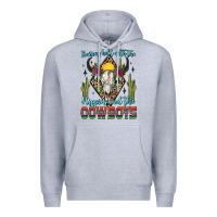 Heather Grey raising hell with the hippies and the cowboys Premium Hoodie - Zillion Design Studio