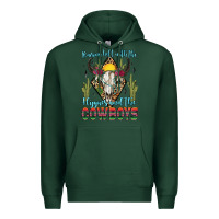 Sports Green raising hell with the hippies and the cowboys Premium Hoodie - Zillion Design Studio