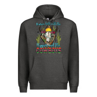 Charcoal Heather raising hell with the hippies and the cowboys Premium Hoodie - Zillion Design Studio