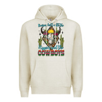 Oatmeal Heather raising hell with the hippies and the cowboys Premium Hoodie - Zillion Design Studio