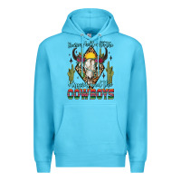 Ocean Blue raising hell with the hippies and the cowboys Premium Hoodie - Zillion Design Studio