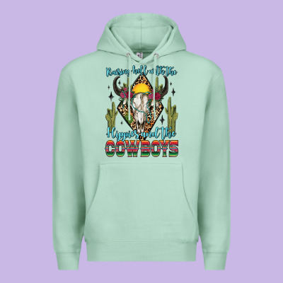 Raising Hell With The Hippies And The Cowboys Premium Hoodie Designed By Zillion Design Studio