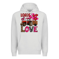 Dove Grey valentine's day loads of love tractor with pin heart balloons Premium Hoodie - RanaPortraitStore