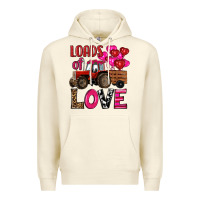 Sandshell valentine's day loads of love tractor with pin heart balloons Premium Hoodie - RanaPortraitStore