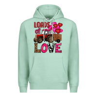 Seafoam valentine's day loads of love tractor with pin heart balloons Premium Hoodie - RanaPortraitStore