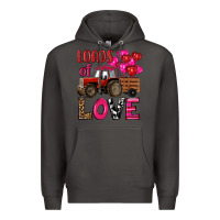 Smoke valentine's day loads of love tractor with pin heart balloons Premium Hoodie - RanaPortraitStore