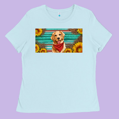 Golden Retriever License Plate Ladies Tee Designed By Artiststas