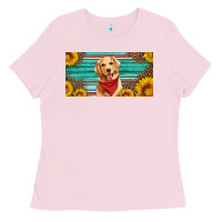 Bubblegum Pink golden retriever license plate Ladies Tee - Artiststas