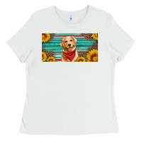 White golden retriever license plate Ladies Tee - Artiststas