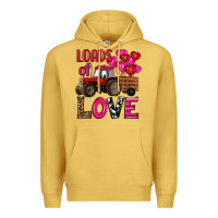 Valentine's Day Loads Of Love Tractor With Pin Heart Balloons Premium Hoodie | Teevron