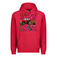 Cardinal valentine's day loads of love tractor with pin heart balloons Premium Hoodie - RanaPortraitStore