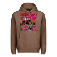 Chestnut valentine's day loads of love tractor with pin heart balloons Premium Hoodie - RanaPortraitStore