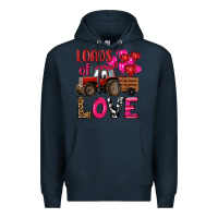 Navy valentine's day loads of love tractor with pin heart balloons Premium Hoodie - RanaPortraitStore