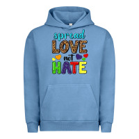 Pigment Pebble Blue spread love not hate Urban Hoodie - texasbilliewilder