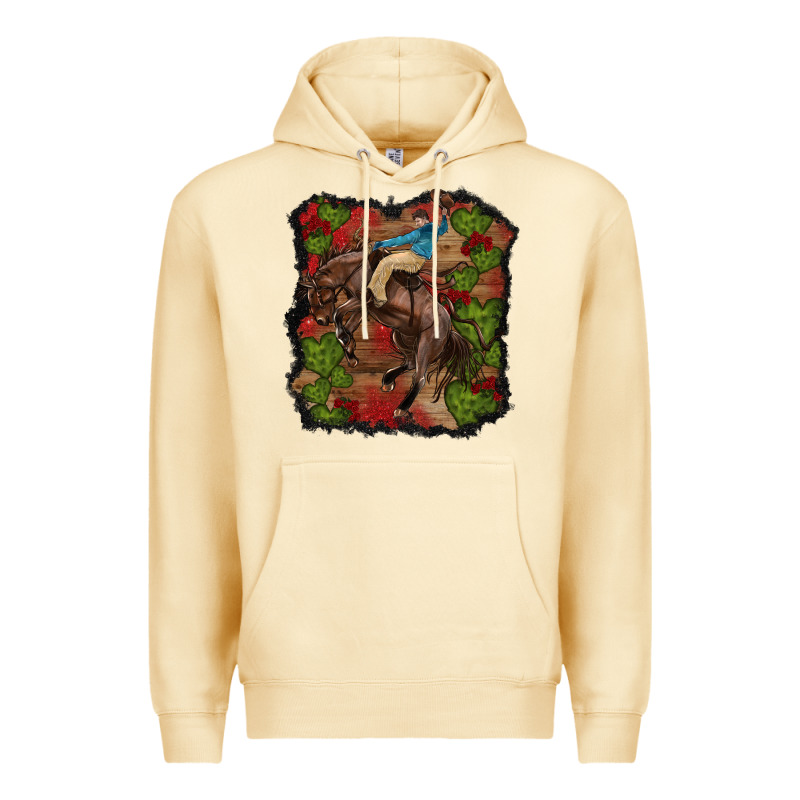Valentine's Day Cowboy Cactus Rose Premium Hoodie by RanaPortraitStore | Teevron