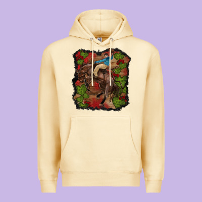 Valentine's Day Cowboy Cactus Rose Premium Hoodie Designed By Ranaportraitstore