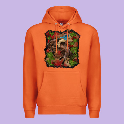 Valentine's Day Cowboy Cactus Rose Premium Hoodie Designed By Ranaportraitstore