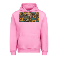 Fuchsia Pink Cow With Aztec Leopard And Sunflower Urban Hoodie - RanaPortraitStore