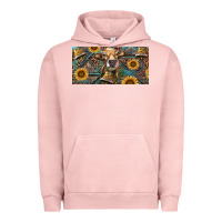 Pigment Salmon Cow With Aztec Leopard And Sunflower Urban Hoodie - RanaPortraitStore