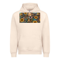 Sandshell Cow With Aztec Leopard And Sunflower Urban Hoodie - RanaPortraitStore