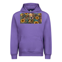 Tulip Cow With Aztec Leopard And Sunflower Urban Hoodie - RanaPortraitStore