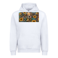 White Cow With Aztec Leopard And Sunflower Urban Hoodie - RanaPortraitStore