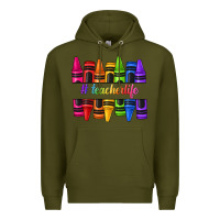 Army Green teacher life crayons Premium Hoodie - texasbilliewilder