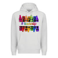 Dove Grey teacher life crayons Premium Hoodie - texasbilliewilder
