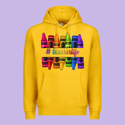 Teacher Life Crayons Premium Hoodie Designed By Texasbilliewilder