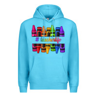 Ocean Blue teacher life crayons Premium Hoodie - texasbilliewilder
