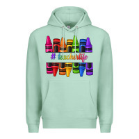 Seafoam teacher life crayons Premium Hoodie - texasbilliewilder