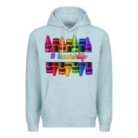 Blue Mist teacher life crayons Premium Hoodie - texasbilliewilder