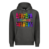 Charcoal Heather teacher life crayons Premium Hoodie - texasbilliewilder