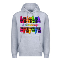 Heather Grey teacher life crayons Premium Hoodie - texasbilliewilder