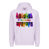 Lilac teacher life crayons Premium Hoodie - texasbilliewilder