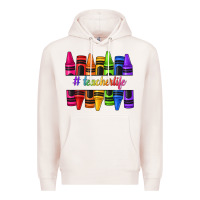 Pale Pink teacher life crayons Premium Hoodie - texasbilliewilder