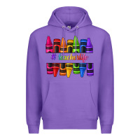 Purple teacher life crayons Premium Hoodie - texasbilliewilder
