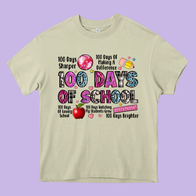 100 Days Of School Heavy Core Tee Designed By Lillyallendesigns