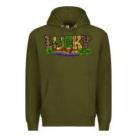 Army Green st patricks shamrock gold with rainbow Premium Hoodie - RanaPortraitStore