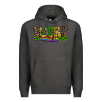 Charcoal Heather st patricks shamrock gold with rainbow Premium Hoodie - RanaPortraitStore