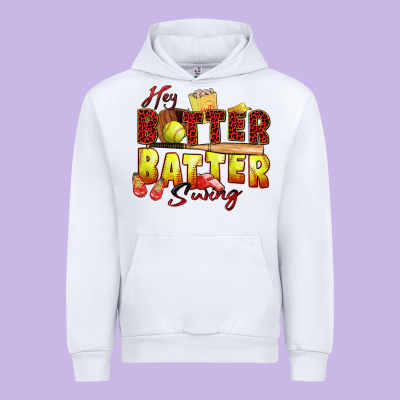 Hey Batter Batter Swing Softball Urban Hoodie Designed By Zillion Design Studio