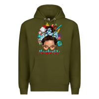 Army Green teacher life messy bun Premium Hoodie - texasbilliewilder