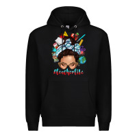 Black teacher life messy bun Premium Hoodie - texasbilliewilder