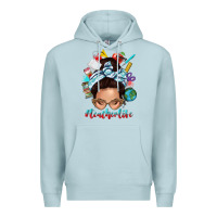 Blue Mist teacher life messy bun Premium Hoodie - texasbilliewilder