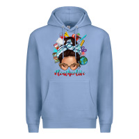 Colony Blue teacher life messy bun Premium Hoodie - texasbilliewilder